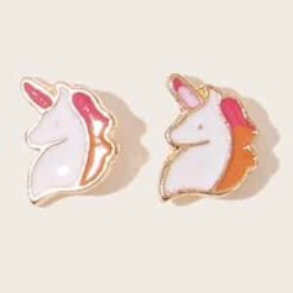 🍭 3/$15 Enamel Unicorn Stud Earrings Brand New